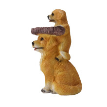 Puppy Polyresin Bird Bath Brown Pedestal Handmade Gifts for Outdoor Home Garden Lawn Yard Decorations