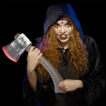 4Pc Halloween Plastic Fake Bloody Props Weapon Knife Ax Cleaver Sickle Role-Playing Horror Toy Halloween Party DIY