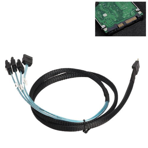 Fast Data Access Cable with Strain Relief Protection, Serial Attached SCSI Breakout Featuring Stainless Steel Latches and RAID Controller 1