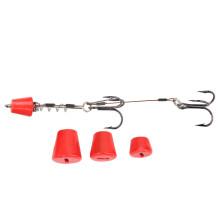 Portable Steel Wire Fishing Rigs with Treble Hooks, 4 Weights, Red, 85g