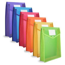 6 Pcs A4 Plastic Wallets Folders Popper Wallet Document Pockets Envelope File Folder with Button Closure Card Slot