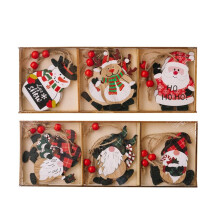 Christmas Ornaments Wooden Box Cartoon Printing Snowman Gnome Old Christmas Wooden Tree Pendant