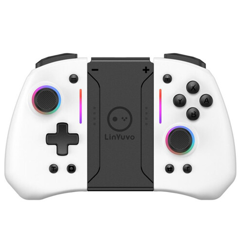 LinYuvo Wireless Gamepad for   Replacement with Colorful Lights Six-Axis Gyro Back Button Wake- Feature White