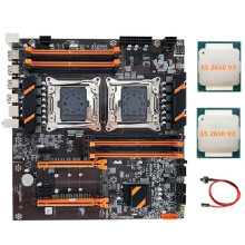 Carte MèRe Double CPU X99 LGA2011 Prend en Charge la Carte MèRe D'Ordinateur MéMoire DDR4 ECC + 2XE5 2650 V3 CPU + Câble de Commutation