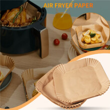 Baking Paper for Hot Air Fryer Square (20 cm), Pack of 100 Airfryer Baking Paper Disposable Non-Stick Paper Waterproof