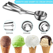 Ensemble de CuillèRes à CrèMe GlacéE avec Plusieurs Tailles de Gâchette en Acier Inoxydable Lot de 3 CuillèRes à Biscuits pour la Cuisson