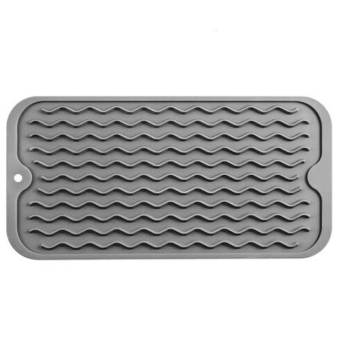 Dish Drying Mat for Multiple Usage, Easy Clean, Eco-Friendly, Heat-Resistant Silicone Mat for Kitchen Counter Grey-A