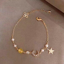 (M1235) Pearl Charm Bracelet for Women - Adjustable Bangle