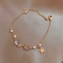 (M1234) Pearl Charm Bracelet for Women - Adjustable Bangle