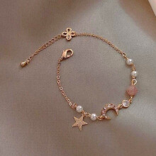(M1232) Pearl Charm Bracelet for Women - Adjustable Bangle