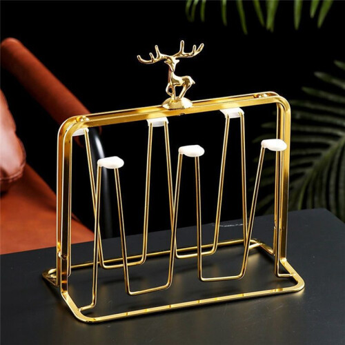 Cup Drying Rack, Bottle Drying Rack, 6 Cups Mug Glass Bottle Organizer with Silicone Protective Hooks 2