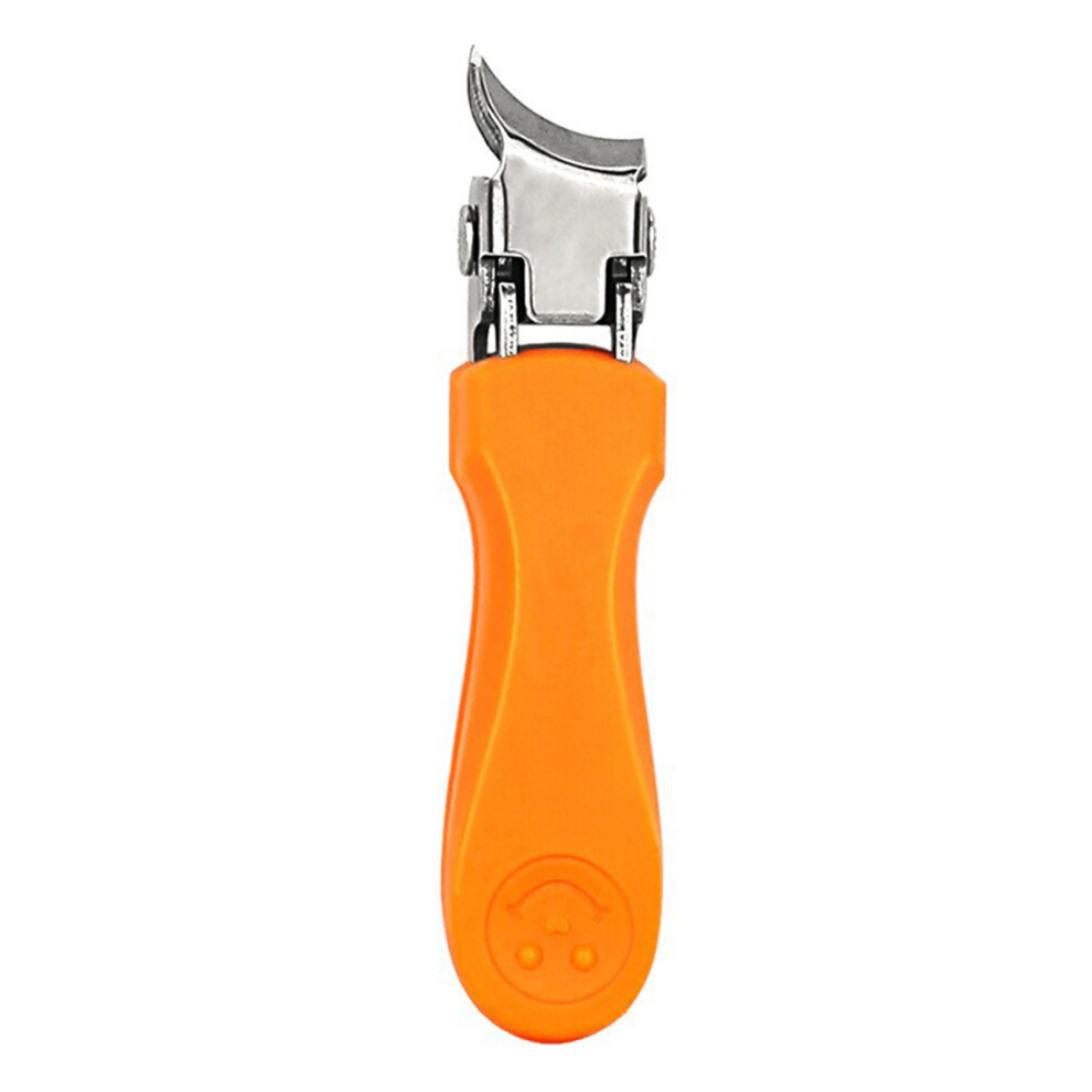 Hue-Grain (Orange Curved Slant) Stainless Steel Angled Nail Clipper For Thick Nails
