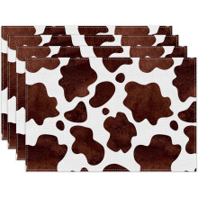 Western Cow Print Watercolor Placemats 4 pcs 12x18 inch