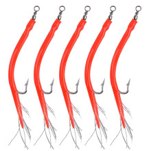 5pcs Fishing Hook Fishhook Lure 14cm/16.5cm Emulation Feather Fishing Accessories Fishing-Eel Tube Cod Fish High Quality