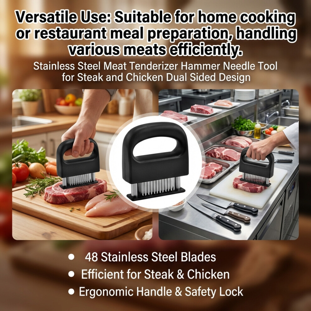 Steel Meat Tenderizer, Dual-Sided For Steak & Chicken 6001832632364