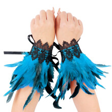 Gothic Lace Feather Arm Warmers Accessory 1 Pair