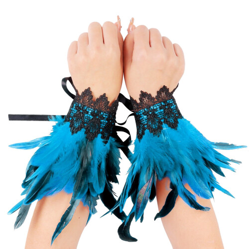 Gothic Lace Feather Arm Warmers Accessory 1 Pair