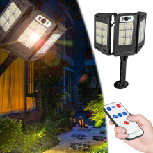 Solar Motion Sensor Light — 3 Lighting Modes, Auto On/Off, Remote Control, Waterproof for Outdoor Garden Yard Garage Wall