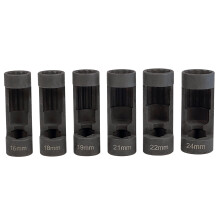 6pcs Strut Nut Socket 16mm 18mm 19mm 21mm 22mm 24mm with 12 Point 1/2" Drive, Suspension Strut Nut Socket Tool for Hex Wrench (6pcs)