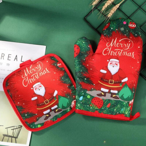 Kitchen Mitts, Christmas Gift Baking Insulated Gloves 2 Set 2