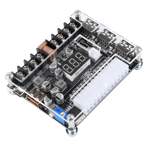 20/24 Pin ATX Power Adapter Board - Adjustable Voltage with Red Digital Display - Supports PD2.0/PD3.0 2