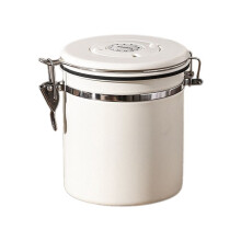 Coffee Canister Airtight Bean Container with Date Tracker Stainless Steel Kitchen Storage Box 1.5L White