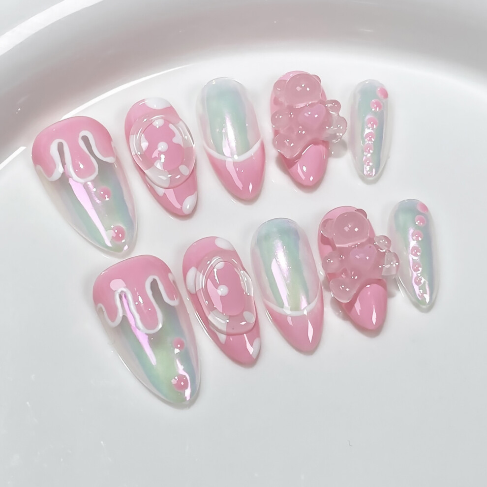 Roc-Electron (Xs) Aurora Almond Press-On Nails For Women