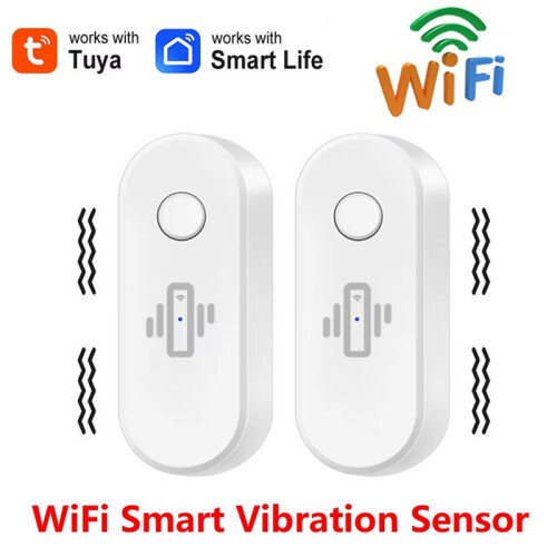 2Pcs  WiFi Vibration Sensor Alarm Wireless Vibration Detector Alert Real- Activity & Shock Detection White 1