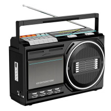 Reprodutor de Cassetes Retrô, Gravador, Rádio FM/AM/SW, Conversor de Fita/USB, Microfone Integrado para Gravação de Voz (EUA)
