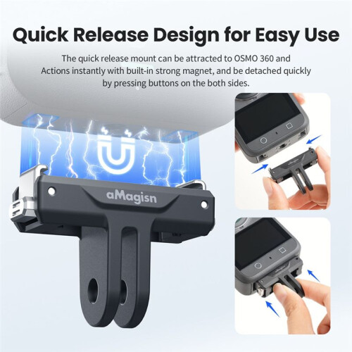 AMAGISN Quick Release Magnetic Adapter for  Osmo 360 Action 5 PRO / 4 / 3 Camera Foldable Quick-Release Plate Accessories