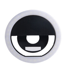 Rechargeable LED Selfie Light with 3-Level Adjustable Brightness Portable Mobile Phone Lens Selfie Lamp Black