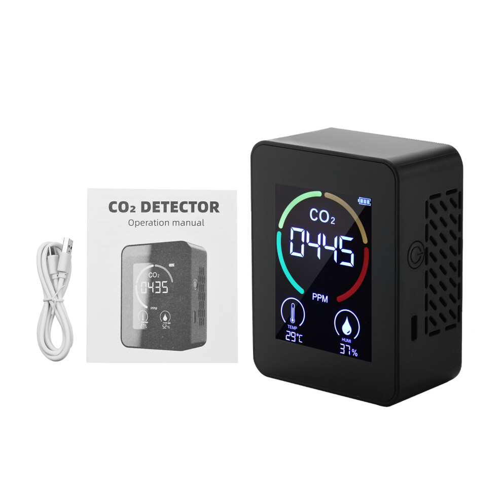 2.8-Inch Lcd Co2 Detector Humidity & Temp Meter 1200Mah | Black/White 7691390402432