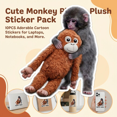 (A) 10 Autocollants Singe PVC Mignons pour Enfants