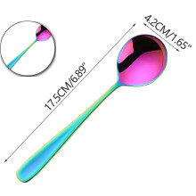 Soup Spoon, Stainless Steel Table Spoon, Round Dessert Spoons, Dinner Spoon for Cereal, Porridge, Yogurt, Dishwasher Safe