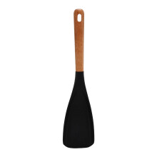 2/1pcs Multifunction Spoon for Nonstick Cookwares, Great for Cooking and Serving, Sturdy Silicone Wood Handle Spoonula for Mixing, Spoon, and Scrape