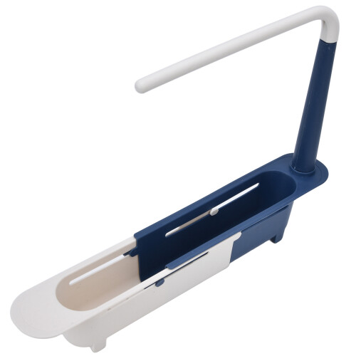 Telescopic Sink Organizer Blue PP Expandable Storage 2KG Capacity