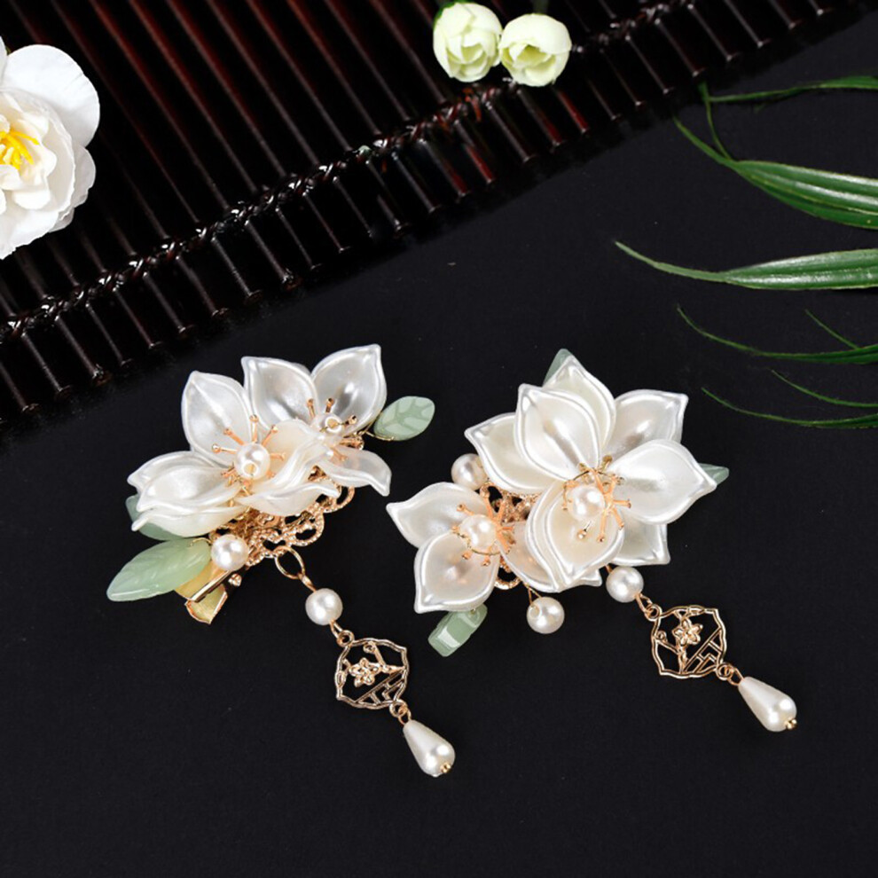 Bright-Home (4) Chinese Hair Chopsticks Hair Accessory Set Pearl Flower Hair Stick Hanfu Long Tassel Hair Sticks For Friends Girlfriend
