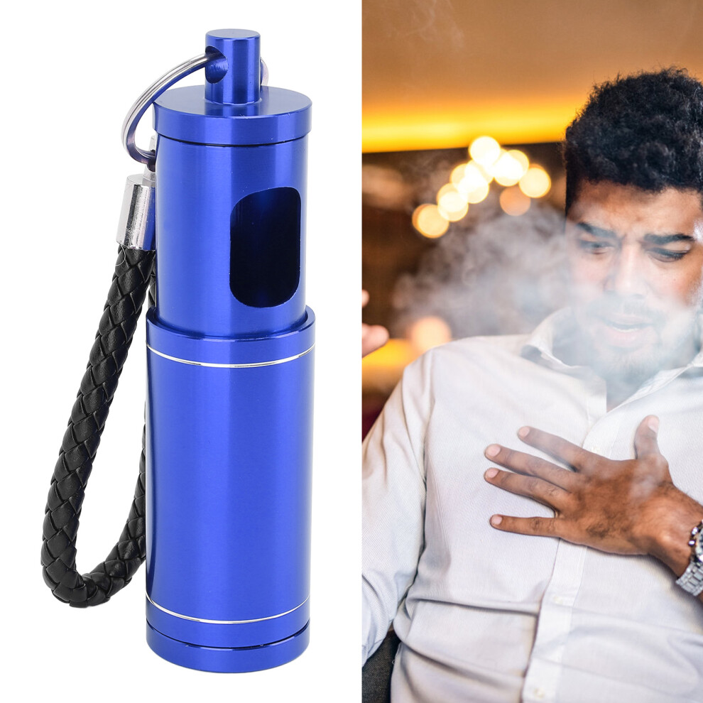 Blue Portable Aluminium Pocket Ashtray With Keychain, Retractable,