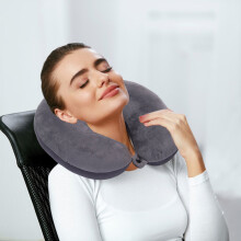 Ergonomic C-Shaped Inflatable Neck Pillow, 360 Support for Travel & Outdoor, Portable Foam Nap Pillow for Cervical Care