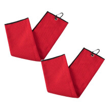 2/1PCS Tri-Fold Towels With Bag Hook Ring, WafflePattern Towels Soft Fiber Microfiber Fabric Cleaning Towel for Men and Women