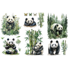 Rub on Transfer Decals for Furniture Crafts 6"x12" 3Pcs Panda Waterproof UV Transfer Decals Sticker for Dresser Glass Porcelain Wood