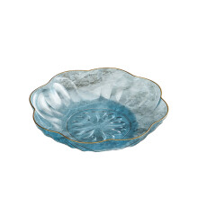 Plastic Fruit Bowl, Flower Shape Fruit Basket Holder, Kitchen Counter Storage for Food Vegetable and Fruit(Blue)