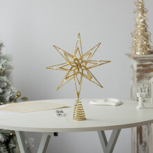 Lighted Christmas Star Tree Topper 13.4in/34cm with 20 LED Lights Xmas Tree Ornaments Indoor Outdoor Christmas Decorations