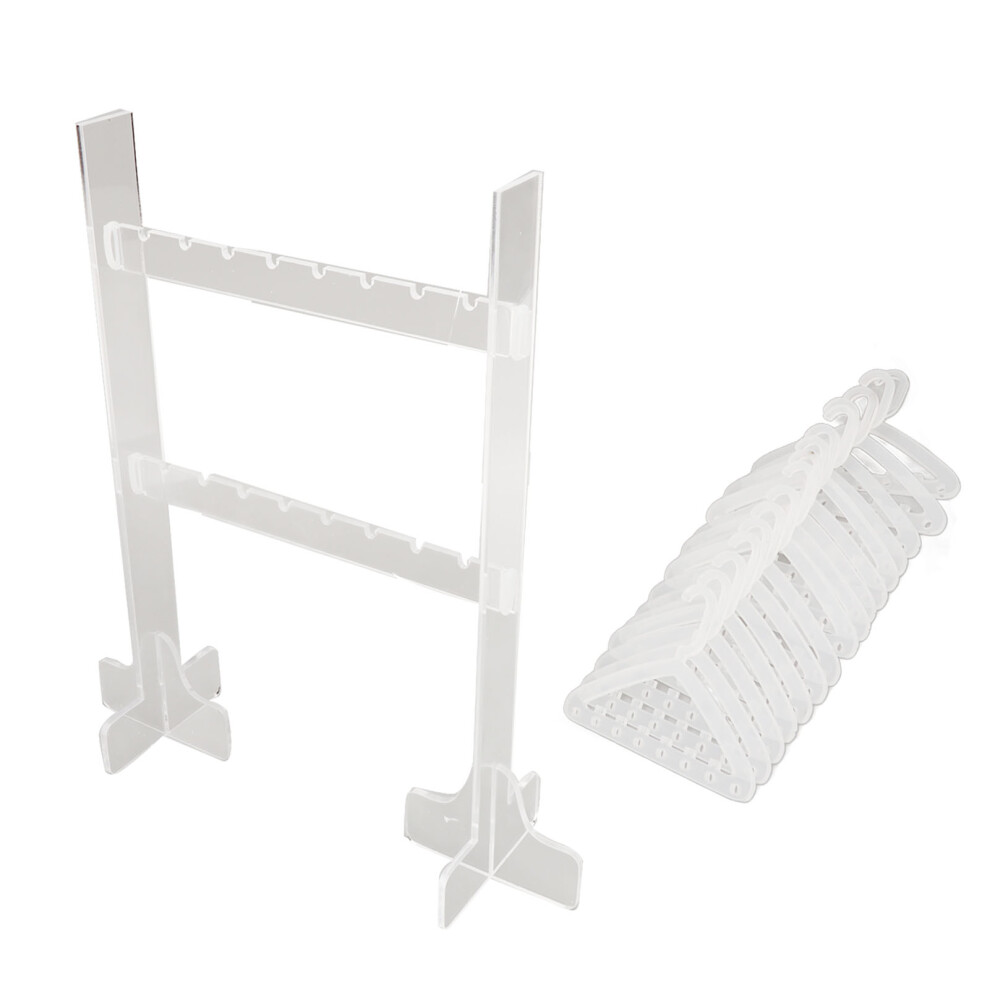 Jewelry Organizer Stand Acrylic Double Layer Necklace Hanger Ring Holder Earring Display Rack for Dresser Decor, Functional Home Supplies with Large