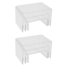 Dessert Display Riser Shelf Fixtures Clear Acrylic Transparent Showcase For Cupcakes Holder, Product Stand With Flame Polished Edge For Jewelry And