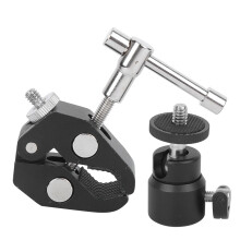 Braçadeira universal para cabeça esférica de câmera com adaptador para sapata de flash, rosca de tripé 1/4"-20, para luzes LED, flashes,