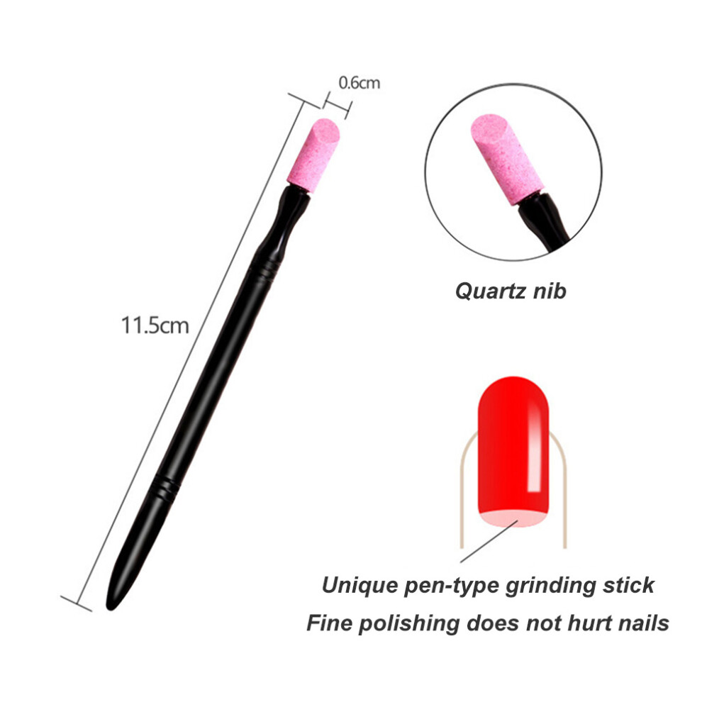 Quartz Nail Pusher Pen 11.5cm Dual End Cuticle Remover Tool