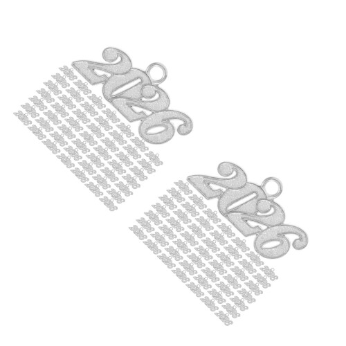 100Pcs Silver 2026 Graduation Tassel Charms for DIY Craft Projects