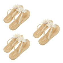 3Stk Beach Flip-Flops Beige PU-Sohle Sommer Casual Schuhe