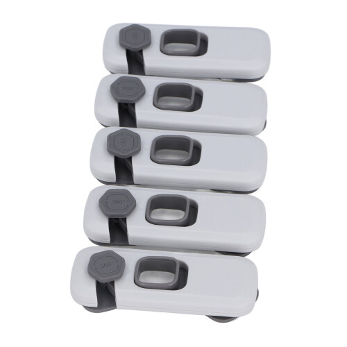 5pcs Child Proof Refrigerator Lock, Light Gray, 10x4cm, Easy Adhesive Security